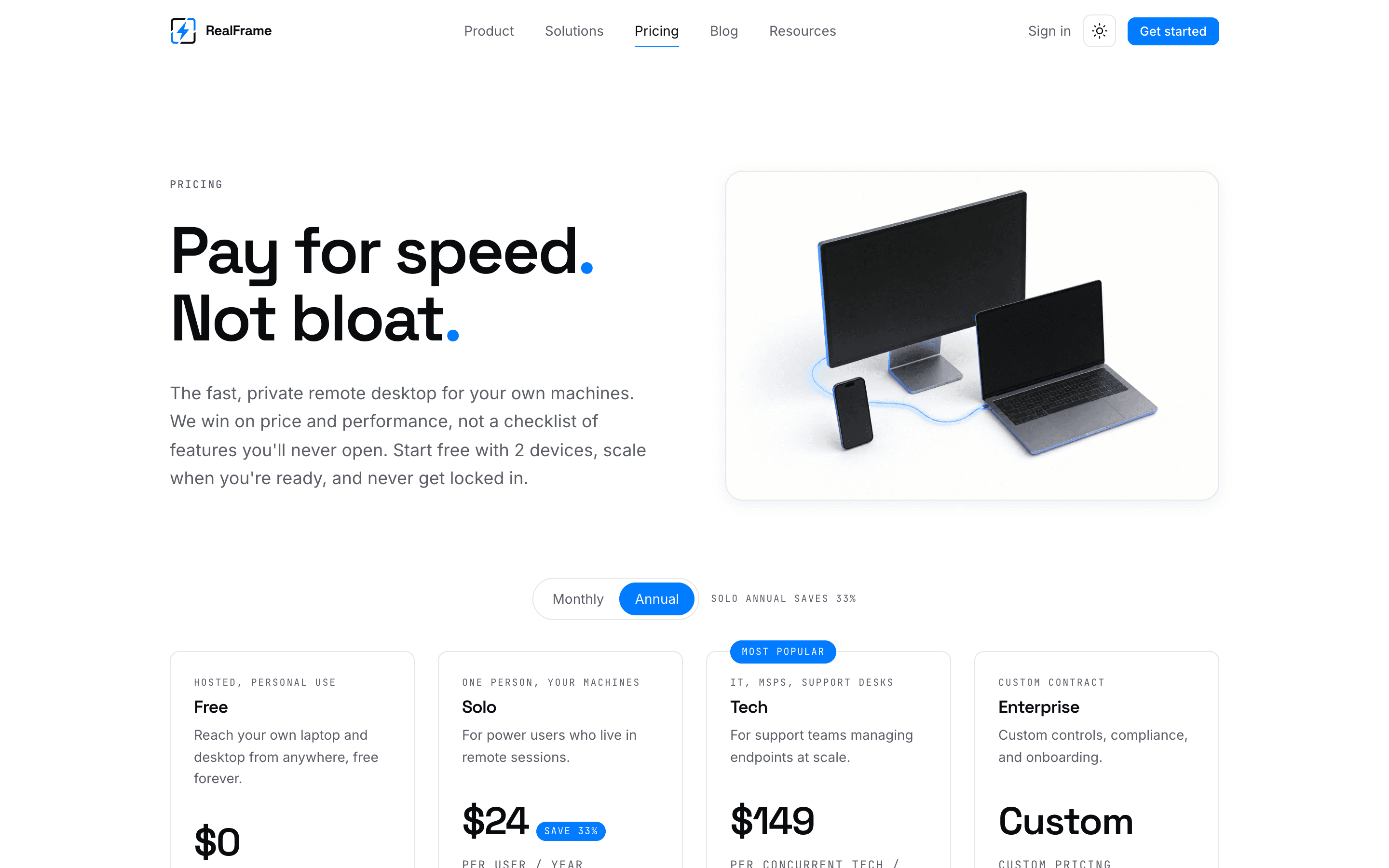 The public pricing page